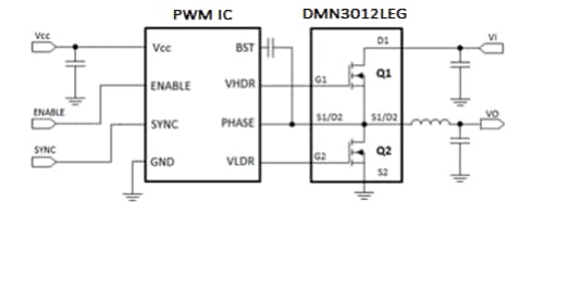 Application Circuit Diagram - Diodes Incorporated DMN3012LEG MOSFET